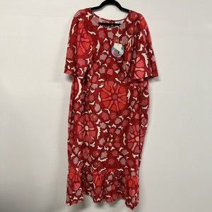 Rhode x Target Floral Print Dress Size 22 Zinnia Bell Sleeve Midi Linen Blend